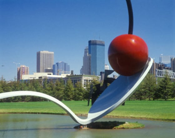 The Spoonbridge Cherry sculpture, in Minneapolis Minn. — the No. 1-ranked city for the smartest people in the country.